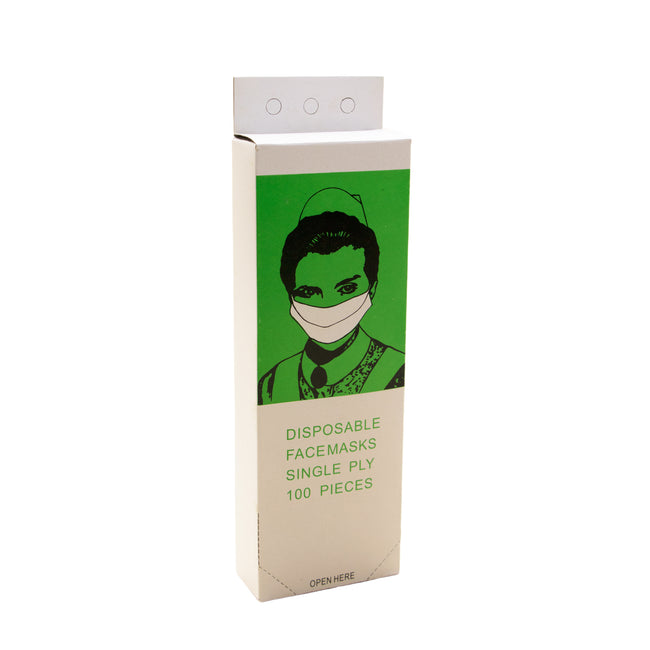 Single Ply Surgical Disposable Paper Face Mask (100 count/box)